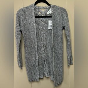 NWT Cloud Chaser Metallic Braided Knit Open Duster Cardigan Womens Medium
